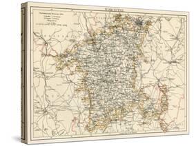 Map of Worcestershire. England, 1870s-null-Stretched Canvas