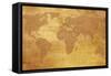 Map Of World On Old Paper-charobna-Framed Stretched Canvas