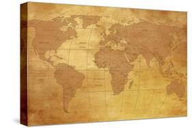 Map Of World On Old Paper-charobna-Stretched Canvas