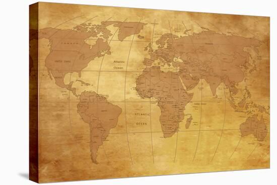 Map Of World On Old Paper-charobna-Stretched Canvas