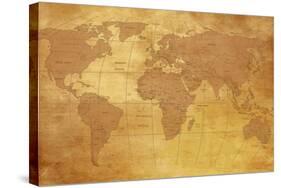 Map Of World On Old Paper-charobna-Stretched Canvas