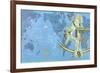 Map of World, Sextant, Constellations-null-Framed Art Print