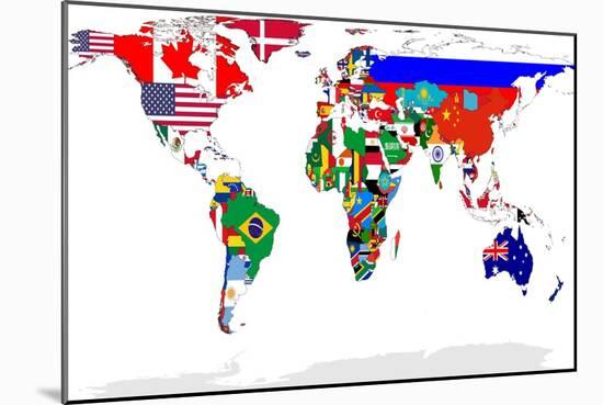 Map Of World With Flags In Relevant Countries, Isolated On White Background-Speedfighter-Mounted Art Print