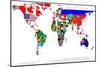 Map Of World With Flags In Relevant Countries, Isolated On White Background-Speedfighter-Mounted Premium Giclee Print