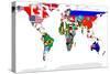 Map Of World With Flags In Relevant Countries, Isolated On White Background-Speedfighter-Stretched Canvas