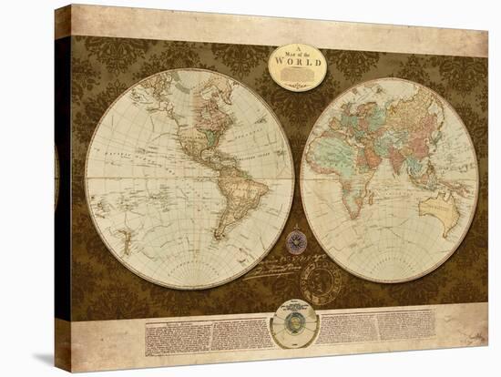 Map of World-Elizabeth Medley-Stretched Canvas