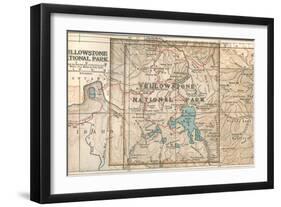 Map of Yellowstone National Park (C. 1900), Maps-Encyclopaedia Britannica-Framed Art Print