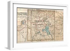 Map of Yellowstone National Park (C. 1900), Maps-Encyclopaedia Britannica-Framed Art Print