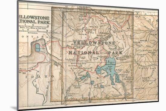 Map of Yellowstone National Park (C. 1900), Maps-Encyclopaedia Britannica-Mounted Art Print