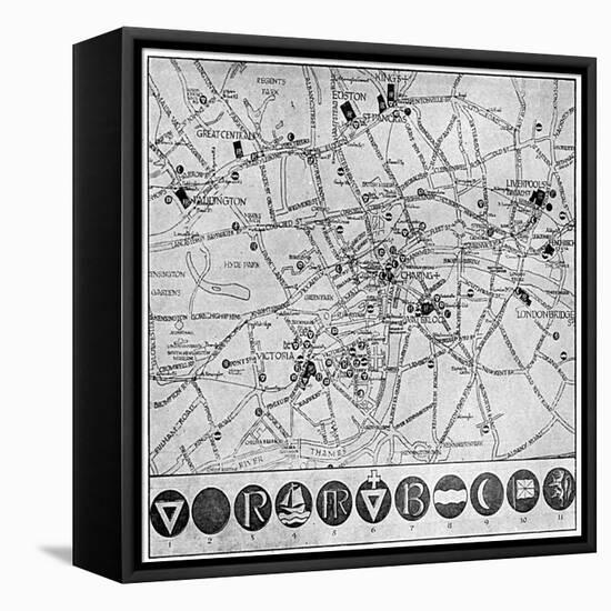 Map of YMCA Shelters around London During WW1-null-Framed Stretched Canvas
