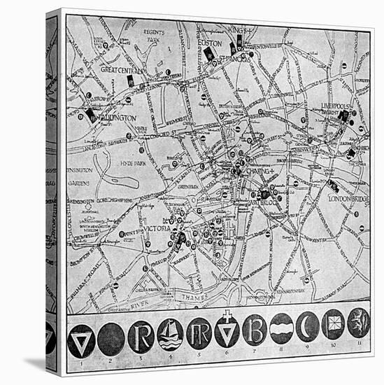 Map of YMCA Shelters around London During WW1-null-Stretched Canvas