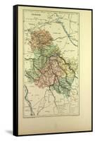 Map of Yonne France-null-Framed Stretched Canvas