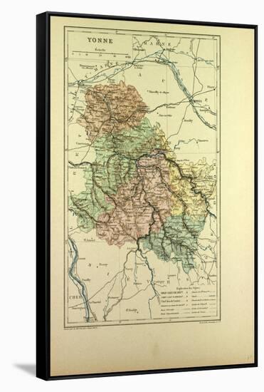 Map of Yonne France-null-Framed Stretched Canvas