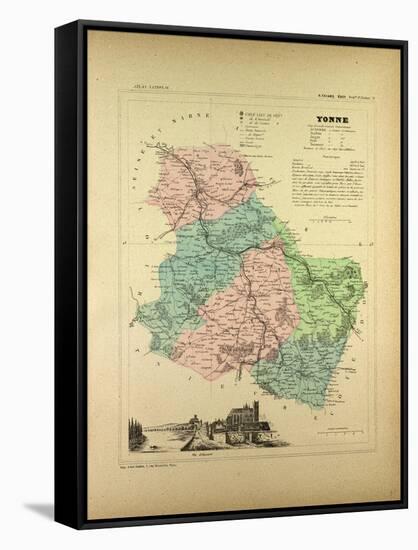 Map of Yonne France-null-Framed Stretched Canvas