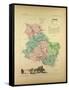 Map of Yonne France-null-Framed Stretched Canvas