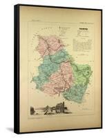 Map of Yonne France-null-Framed Stretched Canvas