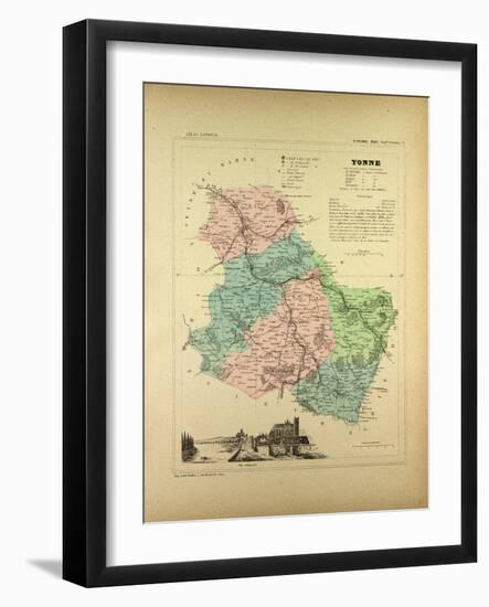 Map of Yonne France-null-Framed Giclee Print