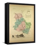 Map of Yonne France-null-Framed Stretched Canvas