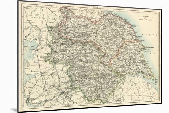 Map of Yorkshire, England, 1870s-null-Mounted Giclee Print