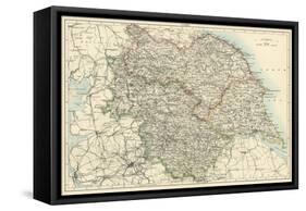 Map of Yorkshire, England, 1870s-null-Framed Stretched Canvas