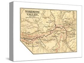 Map of Yosemite Valley (C. 1900), Maps-Encyclopaedia Britannica-Stretched Canvas