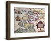 Map of Zeeland, by Abraham Ortelius, Mapmaker of Antwerp, Honoring Research of Jacob Van Deventer-null-Framed Giclee Print