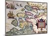Map of Zeeland, by Abraham Ortelius, Mapmaker of Antwerp, Honoring Research of Jacob Van Deventer-null-Mounted Giclee Print