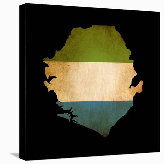 Map Outline Of Sierra Leone With Flag Grunge Paper Effect-Veneratio-Stretched Canvas