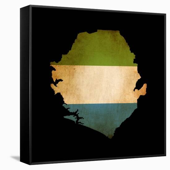 Map Outline Of Sierra Leone With Flag Grunge Paper Effect-Veneratio-Framed Stretched Canvas