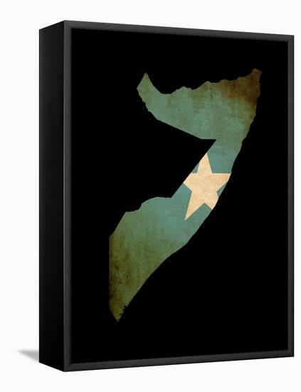 Map Outline Of Somalia With Flag Grunge Paper Effect-Veneratio-Framed Stretched Canvas