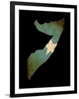 Map Outline Of Somalia With Flag Grunge Paper Effect-Veneratio-Framed Art Print