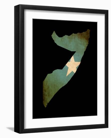 Map Outline Of Somalia With Flag Grunge Paper Effect-Veneratio-Framed Art Print