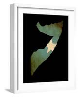 Map Outline Of Somalia With Flag Grunge Paper Effect-Veneratio-Framed Art Print