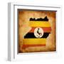 Map Outline Of Uganda With Flag Grunge Paper Effect-Veneratio-Framed Art Print