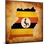 Map Outline Of Uganda With Flag Grunge Paper Effect-Veneratio-Mounted Art Print