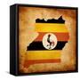 Map Outline Of Uganda With Flag Grunge Paper Effect-Veneratio-Framed Stretched Canvas