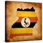 Map Outline Of Uganda With Flag Grunge Paper Effect-Veneratio-Stretched Canvas