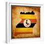 Map Outline Of Uganda With Flag Grunge Paper Effect-Veneratio-Framed Art Print
