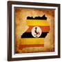 Map Outline Of Uganda With Flag Grunge Paper Effect-Veneratio-Framed Art Print