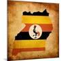 Map Outline Of Uganda With Flag Grunge Paper Effect-Veneratio-Mounted Art Print