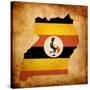 Map Outline Of Uganda With Flag Grunge Paper Effect-Veneratio-Stretched Canvas