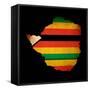 Map Outline Of Zimbabwe With Flag Grunge Paper Effect-Veneratio-Framed Stretched Canvas