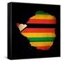 Map Outline Of Zimbabwe With Flag Grunge Paper Effect-Veneratio-Framed Stretched Canvas