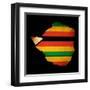 Map Outline Of Zimbabwe With Flag Grunge Paper Effect-Veneratio-Framed Art Print