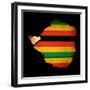 Map Outline Of Zimbabwe With Flag Grunge Paper Effect-Veneratio-Framed Art Print