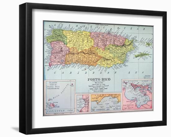 Map: Puerto Rico, 1900-null-Framed Giclee Print