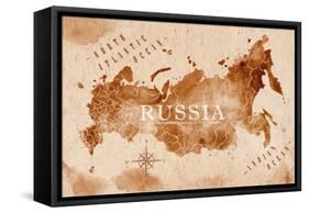 Map Russia Retro-anna42f-Framed Stretched Canvas