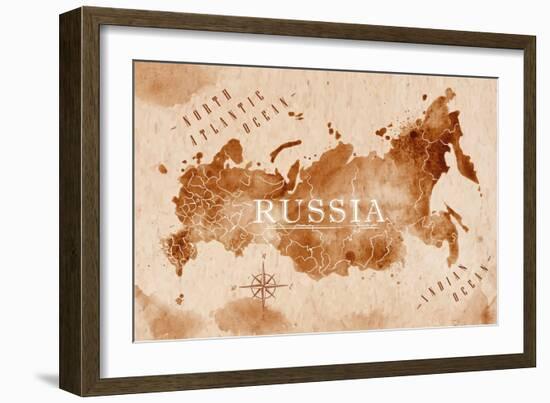 Map Russia Retro-anna42f-Framed Art Print