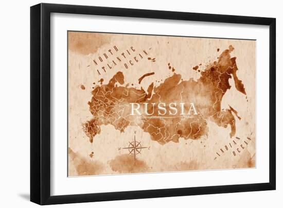 Map Russia Retro-anna42f-Framed Art Print