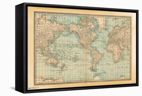 Map - Rustic-Trends International-Framed Stretched Canvas